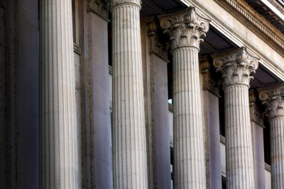 Architectural column from old building exterior