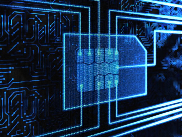 Projected image of SIM card in a circuit board